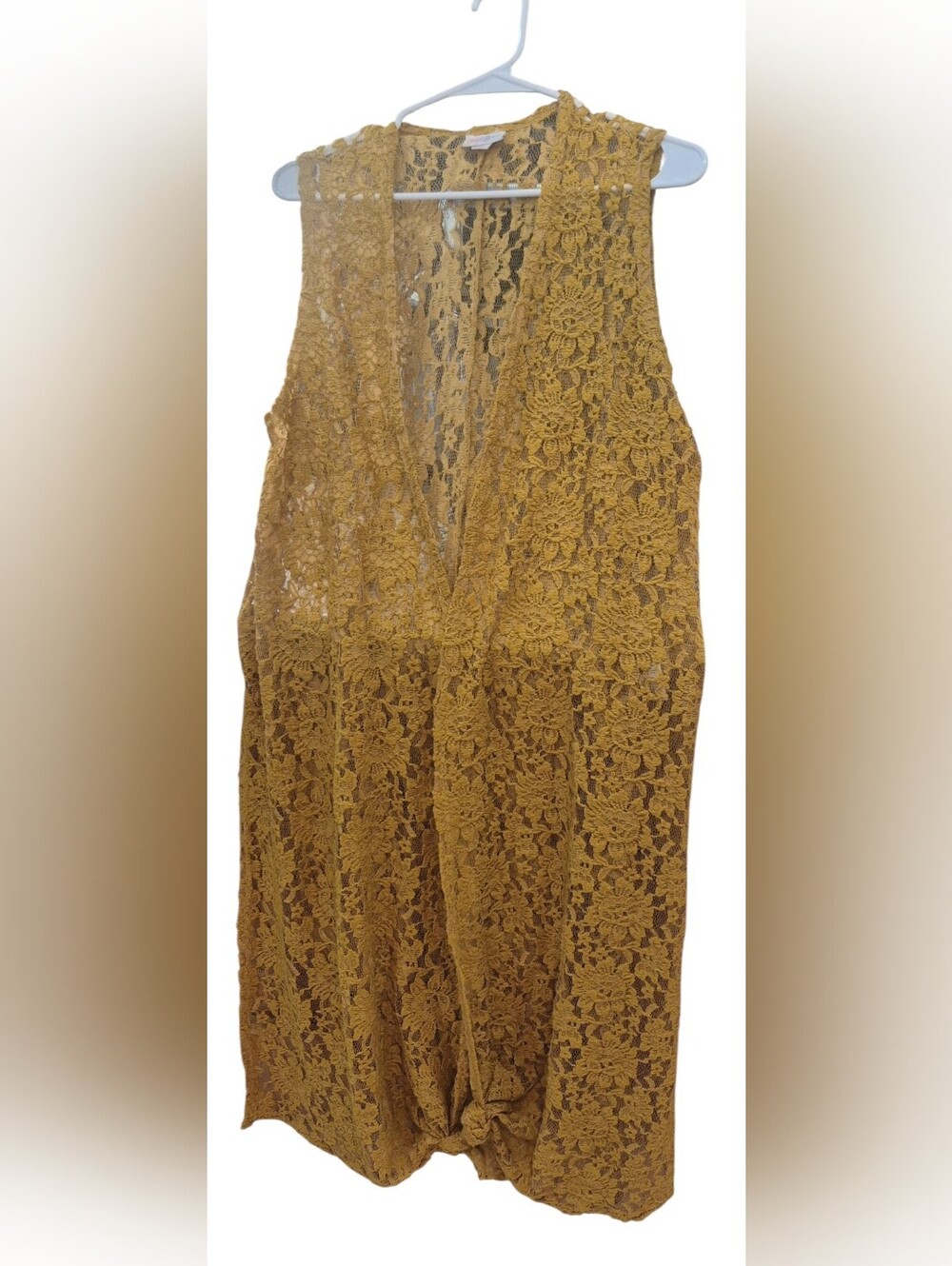 Women's Lace Sleeveless V-Neck Vest - Mustard Lula Roe Whimsical